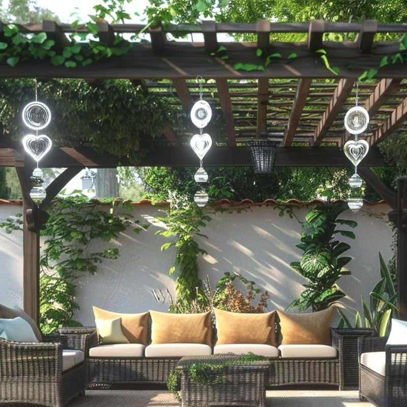 Windspiel Water Loquat Vogelabwehr aus Edelstahl in Silber als rotierender reflektierender Spinner zur wetterfesten Gartendekoration und zum Schutz von Feldfrüchten - Bild 7