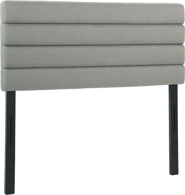 HOMCOM Kopfteil für das Schlafzimmer in Grau, gepolstertes Design in Leinenoptik mit Stahlfüßen, 3-stufig höhenverstellbar, Breite: 140 cm, Höhe: 106/116/126 cm - Bild 1