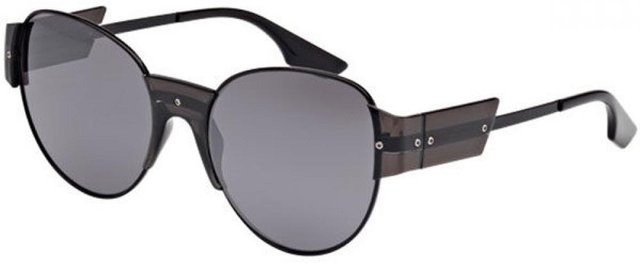 Mcq MQ0001S Sonnenbrille, Damen, Halbrand, Rund, Black, Grey, Acetat - Bild 1
