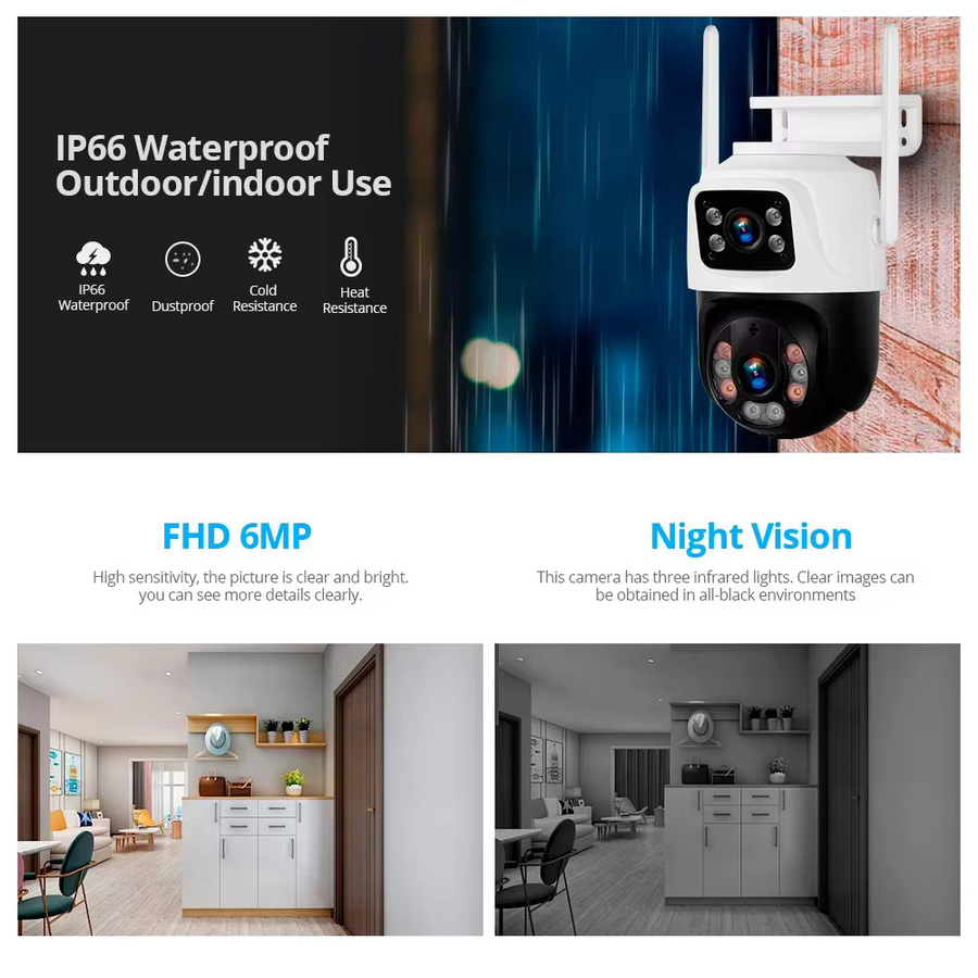 KERUI 8-Kanal Video NVR Kit WLAN IP Heimsicherheits-Überwachungskamerasystem mit 6MP HD Dual-Objektiv PTZ Kameras in Weiß - Bild 4