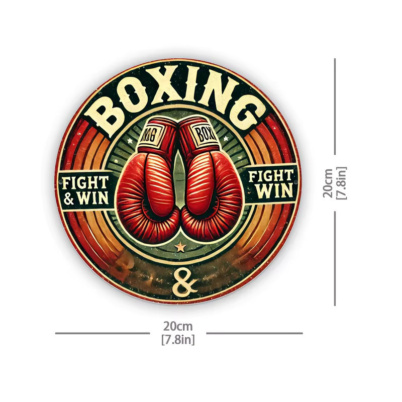Potdemiel Retro Boxing Gym Metallschild Vintage Fight & Win Wandkunst aus Aluminium, B/B: 20,3 x 20,3 cm, Mehrfarbig - Bild 2