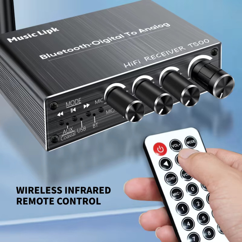 Kebidumei Bluetooth 6.0 Audio Receiver in Schwarz mit 3,5mm AUX, RCA, Koaxial und USB-Anschluss inklusive IR-Steuerung für Auto, Lautsprecher und PC - Bild 5