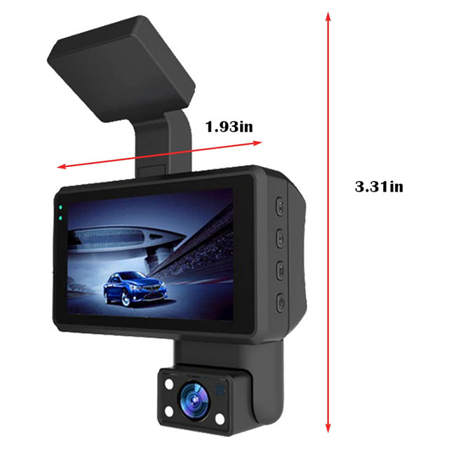 Full HD 1080P Auto Dash Kamera mit 3,0 Zoll IPS Bildschirm als DVR Fahrtenrecorder und Parkplatz Monitor in Schwarz - Bild 1