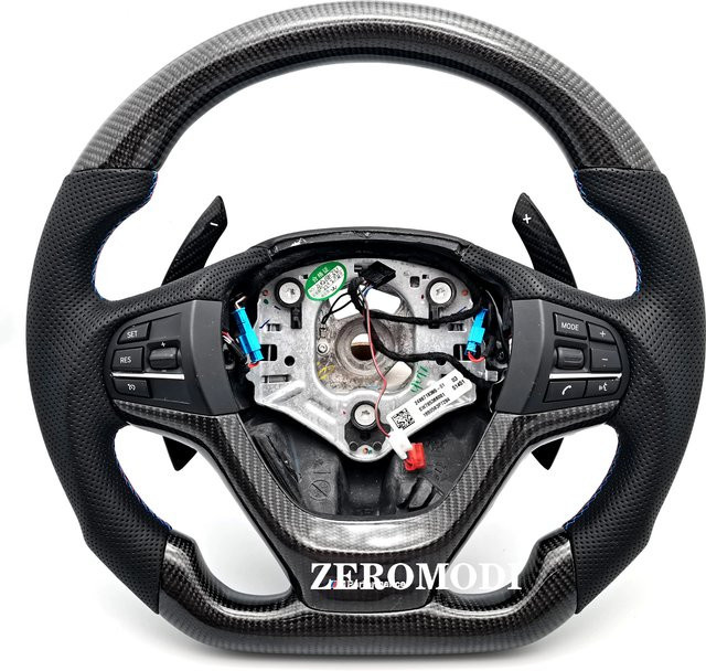 Real Carbon Fiber Lenkrad mit Paddles Shifter für BMW 5er F10 F11 F12 F01 F07 M5 in Schwarz - Bild 1