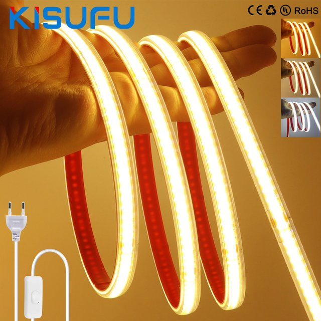 KISUFU COB LED Neon Streifen Warmweiß IP67 Wasserdicht mit 240 LEDs/m für Schrank und Möbel Beleuchtung - Bild 1