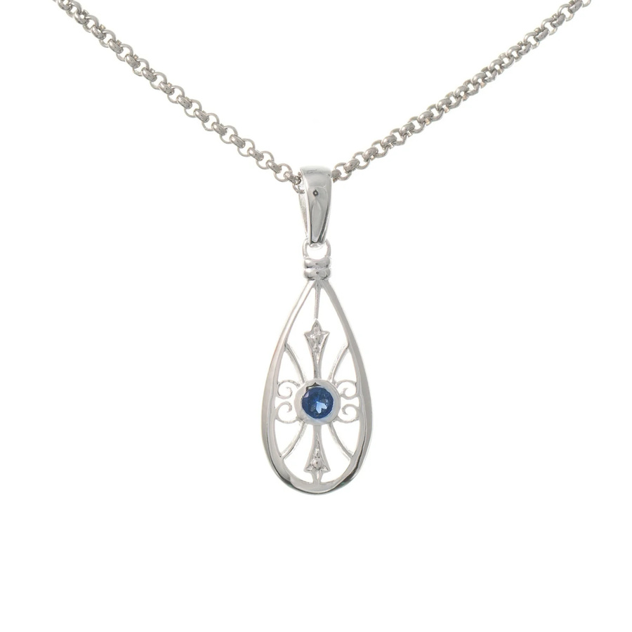 Anhänger mit Kette Dirndl Funkeln, 925 Silber, Zirkonia, blau - Bild 1