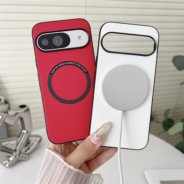 szHAIyu MagSafe Magnetische PU-Leder Handyhülle mit Muster für Google Pixel 10 9 Pro XL 8A 7A 9A 9Pro in Rot - Bild 1
