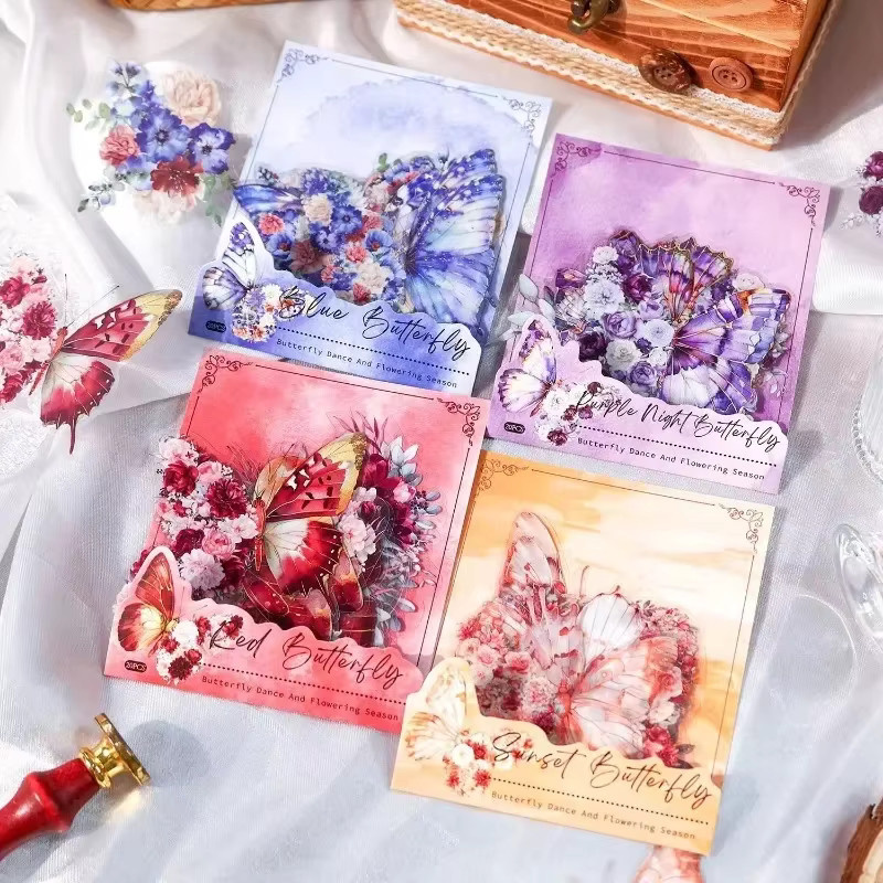 20 Stück YCDBTH PET Aufkleber Set mit Blumen und Schmetterlingen in Rot und Multicolour, Größe: 15,1 x 11,0 cm - Bild 1