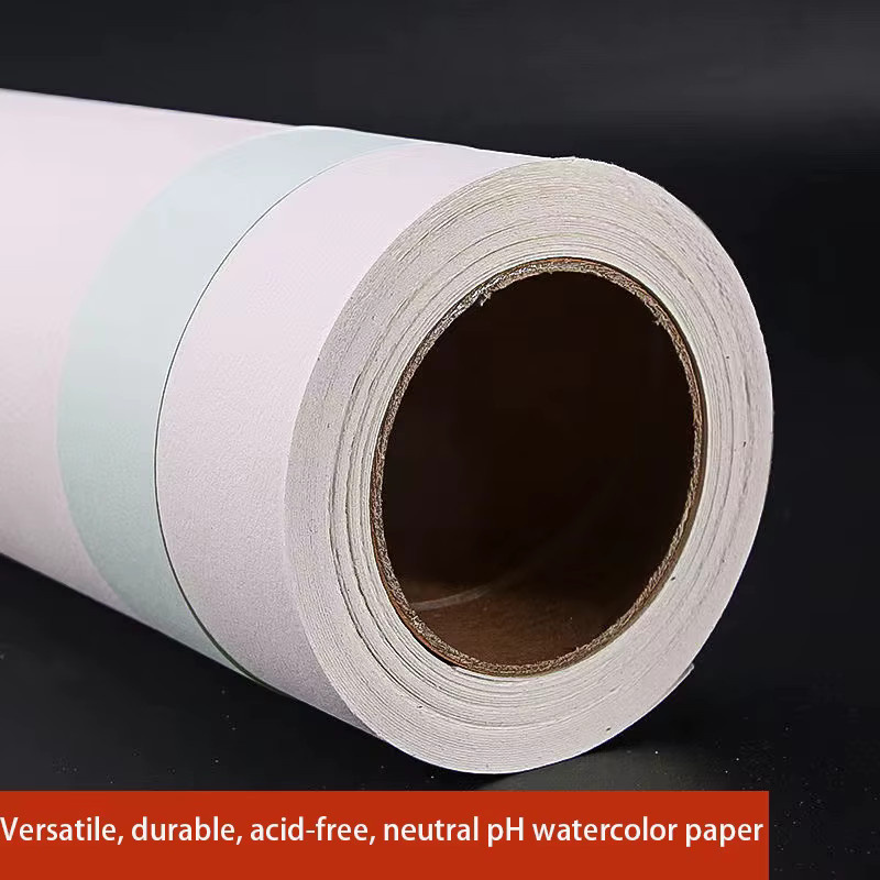 Baohong Aquarellpapierrolle aus 100 % Baumwolle, Weiß, B: 54 cm, L: 10 m, 300 g/m² - Bild 2