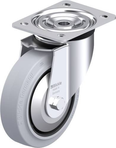 Blickle L-POEV 160KAD-SG-FA Stahlblech-Lenkrolle aus verzinktem Stahl mit Rad-Durchmesser 160 mm und einer Tragfähigkeit von 400 kg in Grau und Schwarz - Bild 1