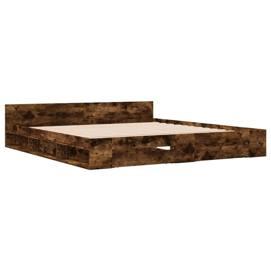 vidaXL Bettgestell mit Schubladen aus Holzwerkstoff in Räuchereiche Braun B: 180 cm, T: 200 cm, H: 183 cm - Bild 2