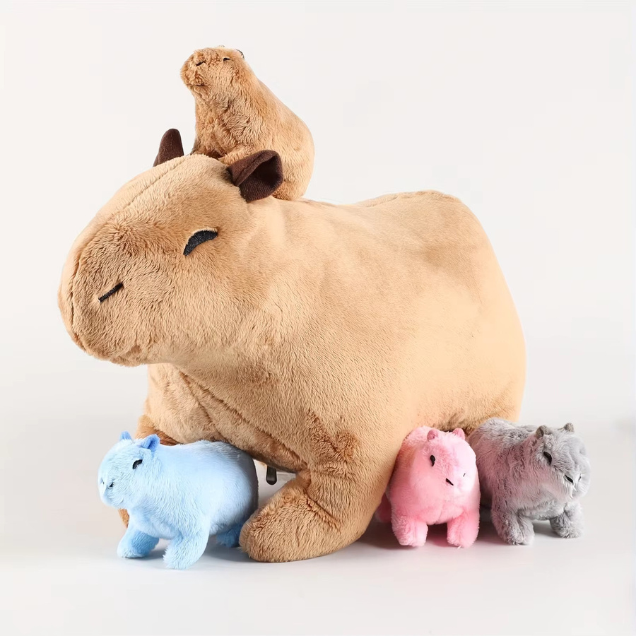 BOOKFONG Kawaii Capybara Mama und Baby Capibala, 5-teiliges Set, Tier-Plüschtiere - Bild 3