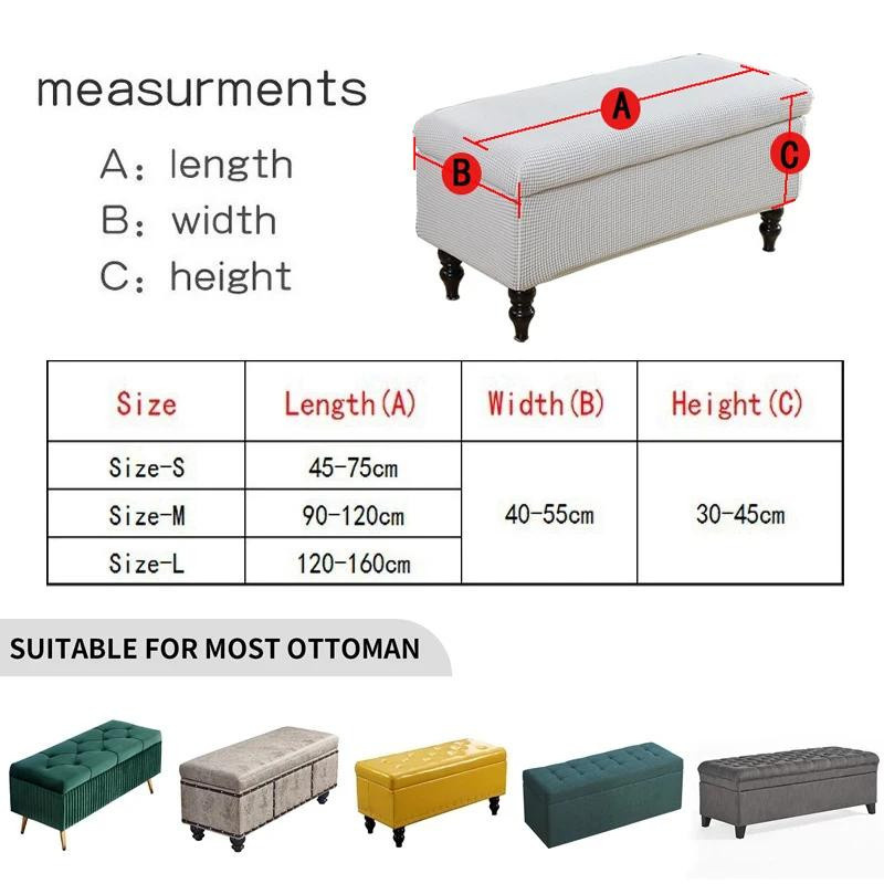 Dehnbarer Ottomanenbezug von Yiran Furniture für rechteckige Bankhocker und Fußstützen aus Polyester-Elastan-Mischung - Bild 2