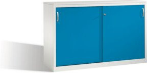 C+P Akten-Sideboard Acurado mit Schiebetüren, 2 x 2 Ordnerhöhen, Front Lichtblau, Korpus Lichtgrau, H: 100 cm, B: 160 cm, T: 50 cm - Bild 1