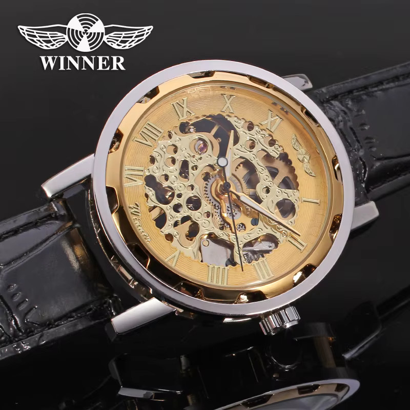 T-WINNER Armbanduhr, Gold, Handaufzug, Leder, Herren - Bild 1