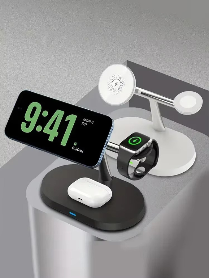 VIKEFON 3-in-1 Magnetische Kabellose Ladestation für iPhone 16-12 Pro, Apple Watch 9/8 und AirPods 3, Schwarz - Bild 7