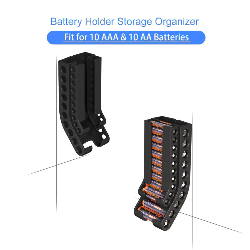 JETTING Batterie-Aufbewahrungs-Organizer in Weiß für 10 AAA und 10 AA Batterien als Wandhalter und Batteriehalter - Bild 1
