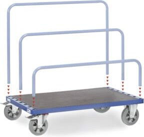 Fetra Plattenwagen 4463-1 aus Stahl mit Elastic-Reifen in Blau/Grau, Tragkraft 1200kg, ohne Bügel - Bild 1