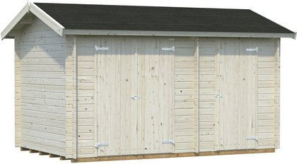 Palmako Jari Blockbohlenhaus aus Fichtenholz mit Satteldach in Braun, B/H/T: 440 x 251 x 240 cm - Bild 3