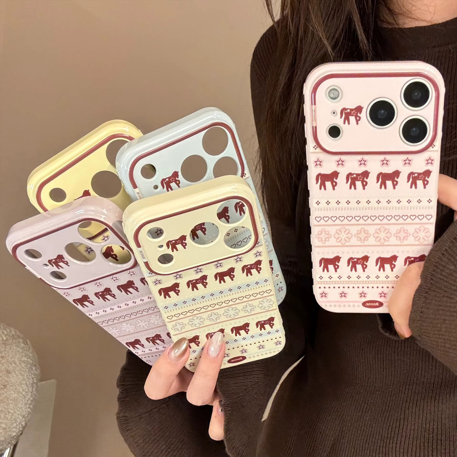 Potdemiel iPhone Handyhülle mit Koreanischem Cartoon Pony Design in Candy Farben, Stoßfestes Soft Cover für iPhone 17 16 15 14 13 12 Pro Max - Bild 2