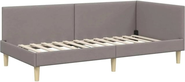 vidaXL Eckbettgestell mit Kopfteil in Taupe aus Stoff, B/T: 90 x 190 cm - Bild 1