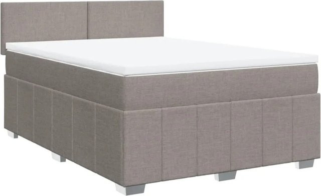 vidaXL Boxspringbett Hybrid mit Matratze und USB-Ladeport, Farbe Taupe, B/T: 160 x 200 cm - Bild 1