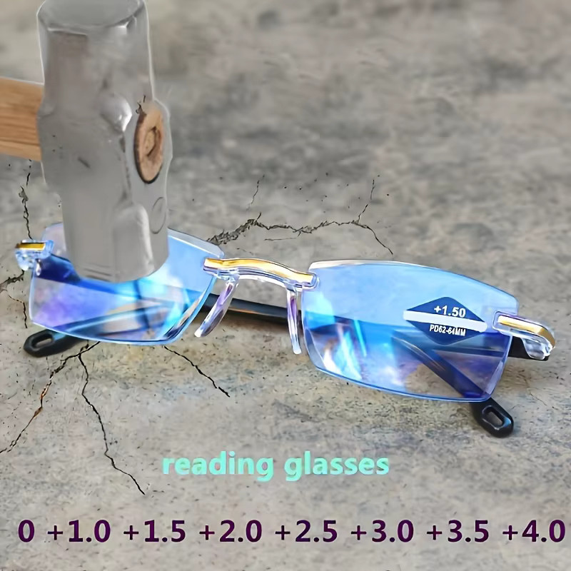 ZXWLYXGX Lesebrille, randlos, rechteckig, Unisex, Kunststoff - Bild 2