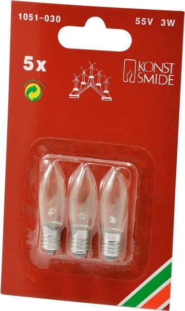 Konstsmide Ersatzbirnen Set 3 Stück, Warmweiß, E10, 55 V, 3 W, Transparent - Bild 1