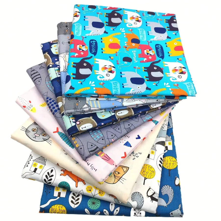 8er Set quadratische Bastelstoff-Tücher in Mehrfarben für DIY Patchwork, Quilten und Scrapbooking, B/H: 20 x 25 cm und 40 x 50 cm - Bild 2