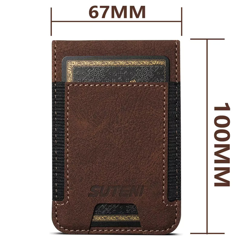 Eucagr Lychee Leder Handyhülle mit Kartenhalter und DIY Kartenfach für iPhone 15 14 13 12 11 XS XR SE 8 7 in Braun - Bild 2