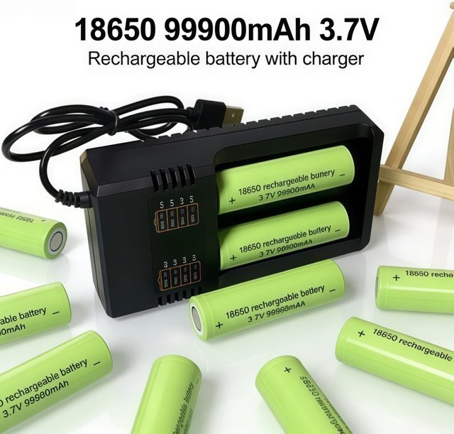 Lerp 18650 Akku-Set mit intelligentem Ladegerät, 3,7V, 50000mAh - Bild 1