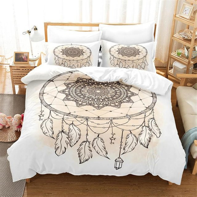 3-teiliges Bettwäsche-Set Binchi Outdoor Product mit Traumfänger-Digitaldruck in Weiß, B/H: 135 x 200 cm - Bild 1