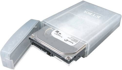 Icy Box IB-AC602A Festplatten-Aufbewahrungsbox für 3,5 Zoll Festplatten, transparent - Bild 1