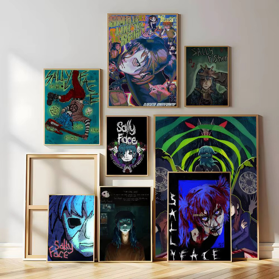 Sally Face Game Poster selbstklebender Wandaufkleber wasserfester Papierdruck Mehrfarbig - Bild 2
