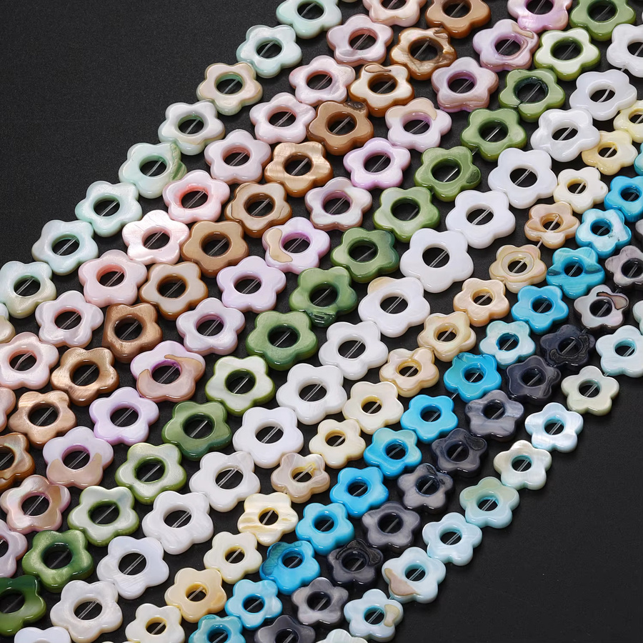 LNMBII Muschelperlen, Blumenform, bunt, 12/15 mm, Unisex - Bild 5