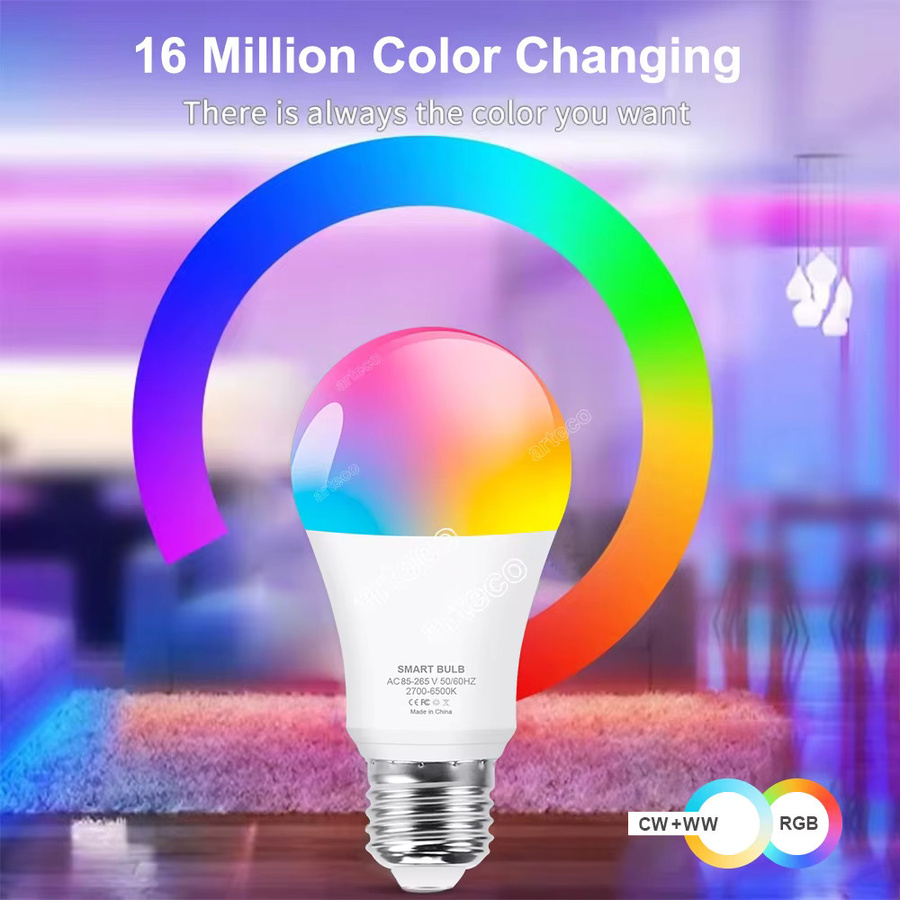 Tuya Smart LED Glühbirne E27 RGB Multicolour mit Wifi und Bluetooth, kompatibel mit Alexa und Google Assistant - Bild 2