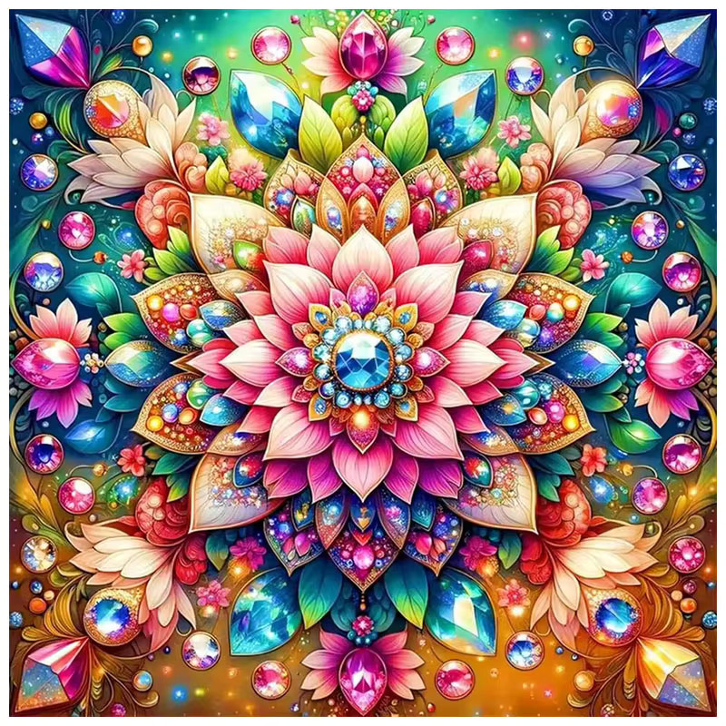 HUACAN 5D DIY Diamant Mosaik Set Mandala Blume in Multicolour, B/H: 20 x 20 cm - Bild 5