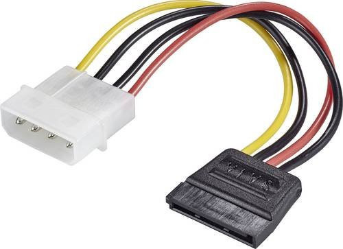 Renkforce Strom Adapter IDE-Strom-Stecker 4pol. auf SATA-Strom-Buchse 15pol., Schwarz Rot Gelb, Länge: 0,12 m - Bild 1