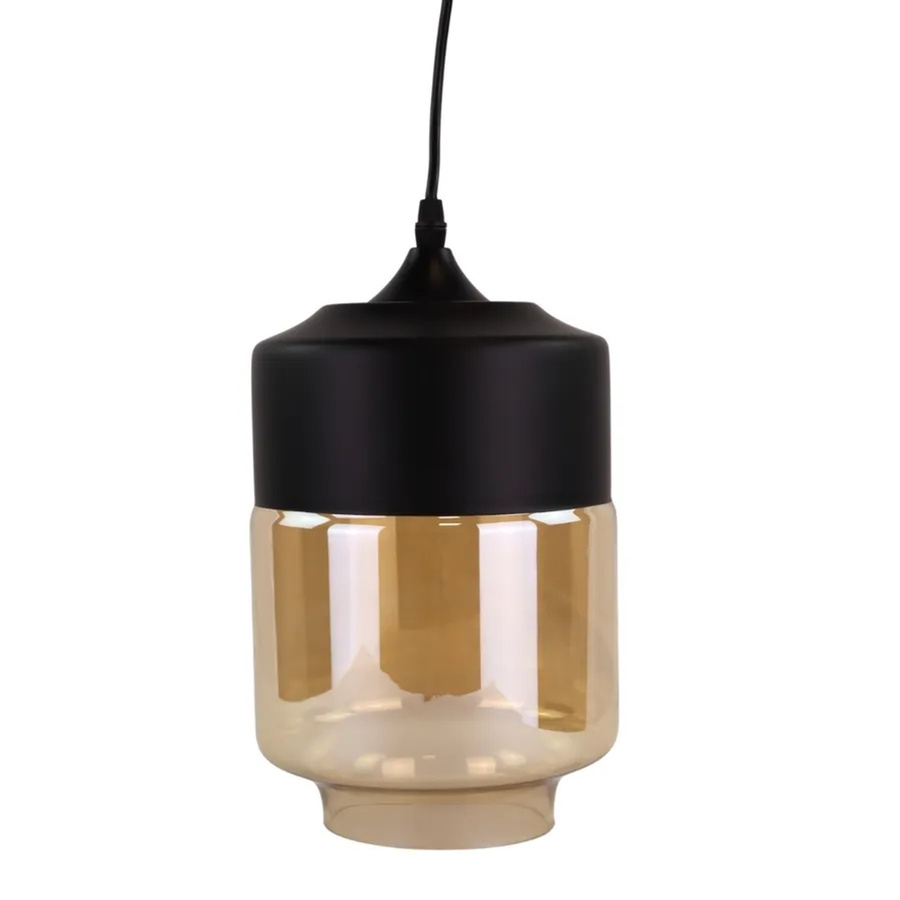 LUXULA Pendelleuchte Moderne Runde Hängelampe aus Glas in Schwarz mit E27 Fassung - Bild 2