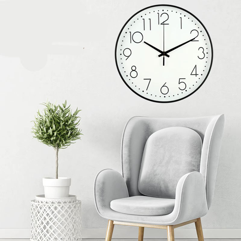 Qiilu Wanduhr rund, weiß, geräuschlos, minimalistisches Design mit Glas, Durchmesser: 20,32 cm - Bild 4