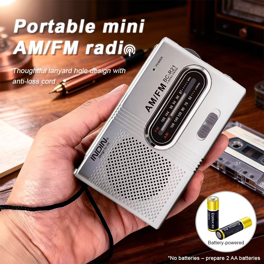 Tragbares AM/FM Taschenradio von YITHOR in Silber mit Lautsprecher und 3,5 mm Kopfhöreranschluss - Bild 4