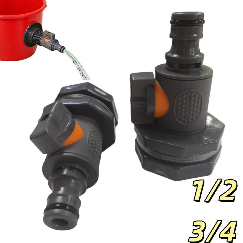 ESHYLALA Wassertankadapter mit Ventil aus PVC für die Regenwassersammlung, Schwarz - Bild 3