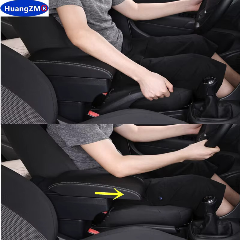 HuangZM Multifunktionale Armlehnen-Aufbewahrungsbox für SEAT ARONA mit USB-C-Ladefunktion in Schwarz - Bild 4