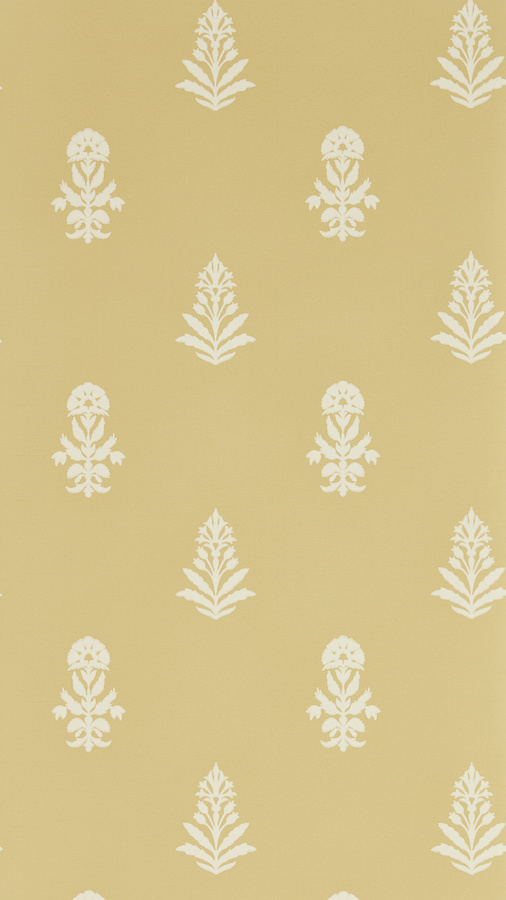 Sanderson Tapete Dabu Raw Honey Gelb Botanisches Floral Ethnic Vlies Non-Woven Matt - Bild 1