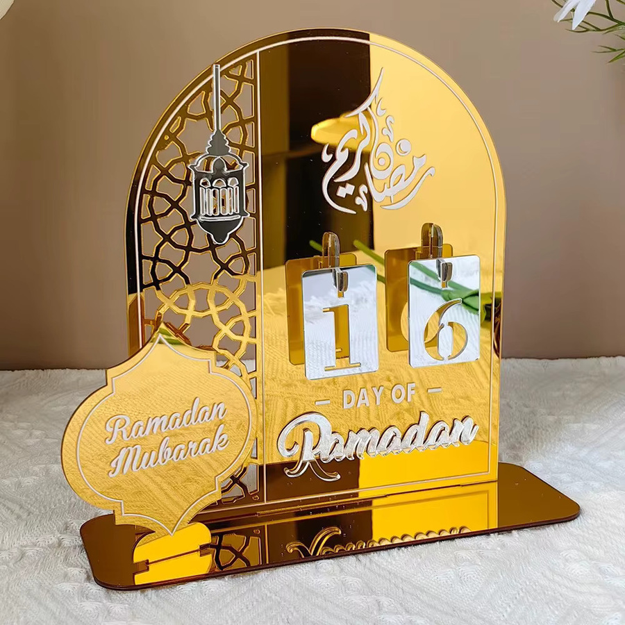 Ramadan-Countdown-Kalender aus Acryl mit Sockel für die Tischdekoration, Schwarz - Bild 4