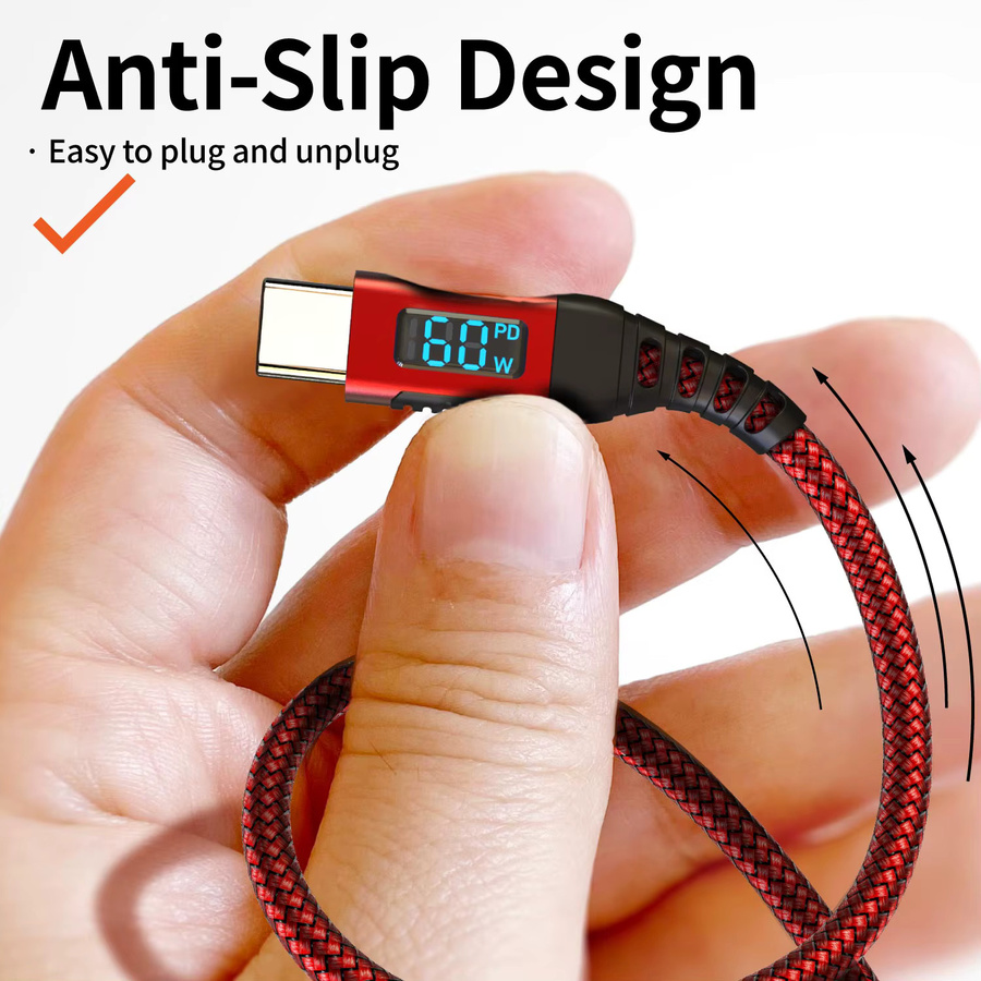KakuuCa USB-A zu Typ-C Schnellladekabel 60W in Rot - Bild 5