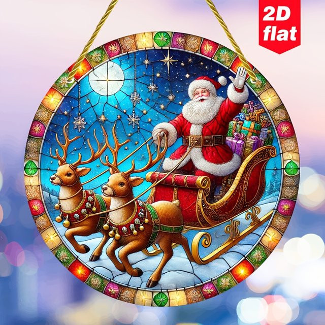 Potdemiel Sonnenfänger mit Weihnachtsmann-Motiv aus Acryl in Multicolor als dekoratives Hängeschild für Weihnachten - Bild 1