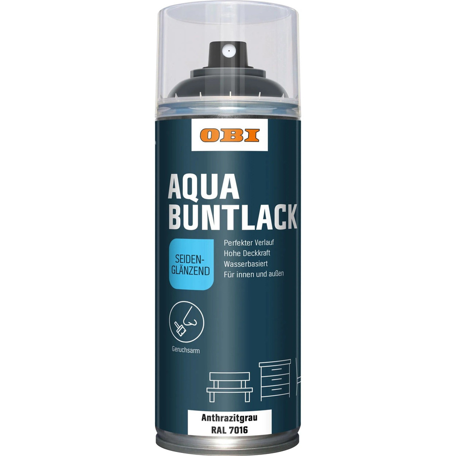 OBI Buntlack Spray Anthrazit RAL 7016 seidenglänzend wasserbasiert 400 ml - Bild 2