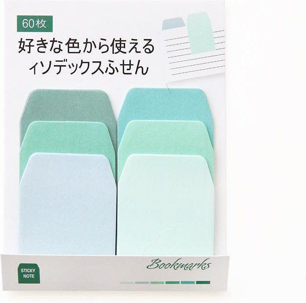 NATAWA Japanische Haftnotizen mit Aquarell-Farbverlauf in Grün und Multicolour, 60 Blatt Notizblock für Büro und Schule - Bild 1