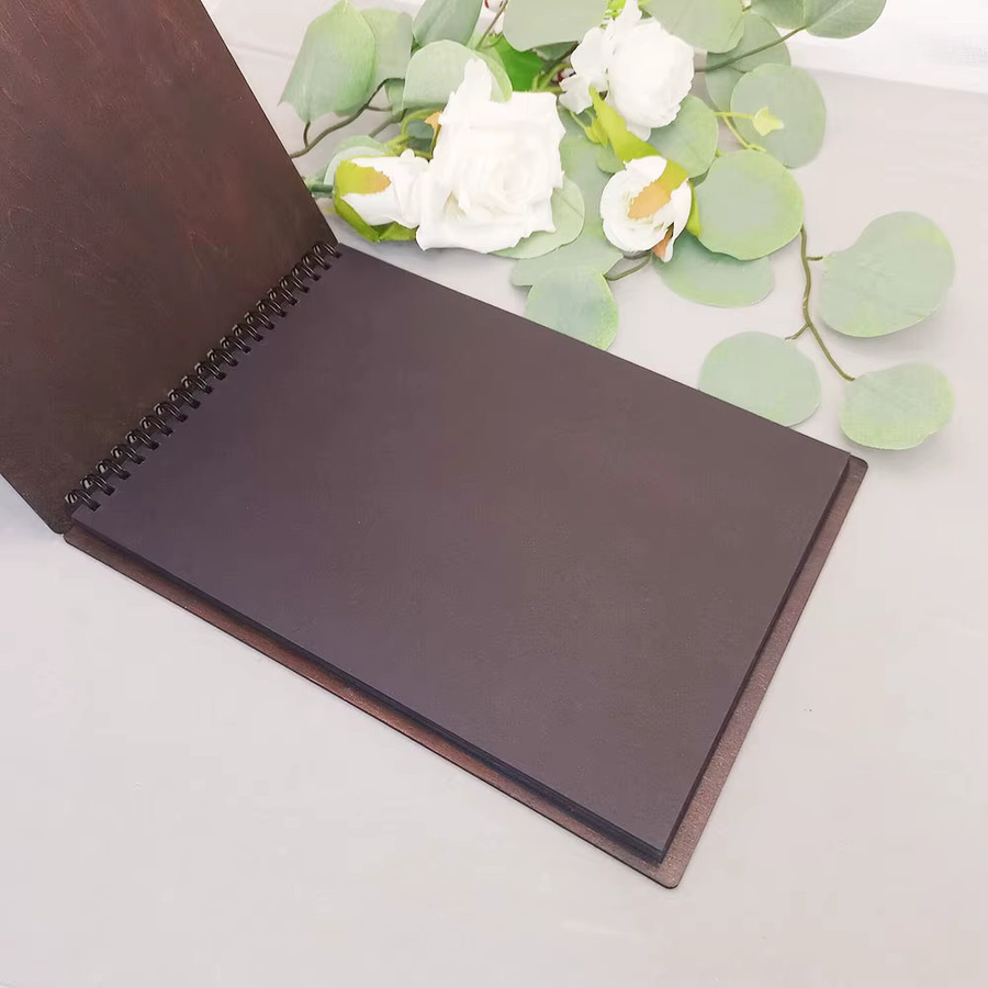 Personalisiertes Hochzeits-Gästebuch aus Holz mit Lasergravur, braunes Fotoalbum-Sammelalbum mit Hardcover - Bild 2